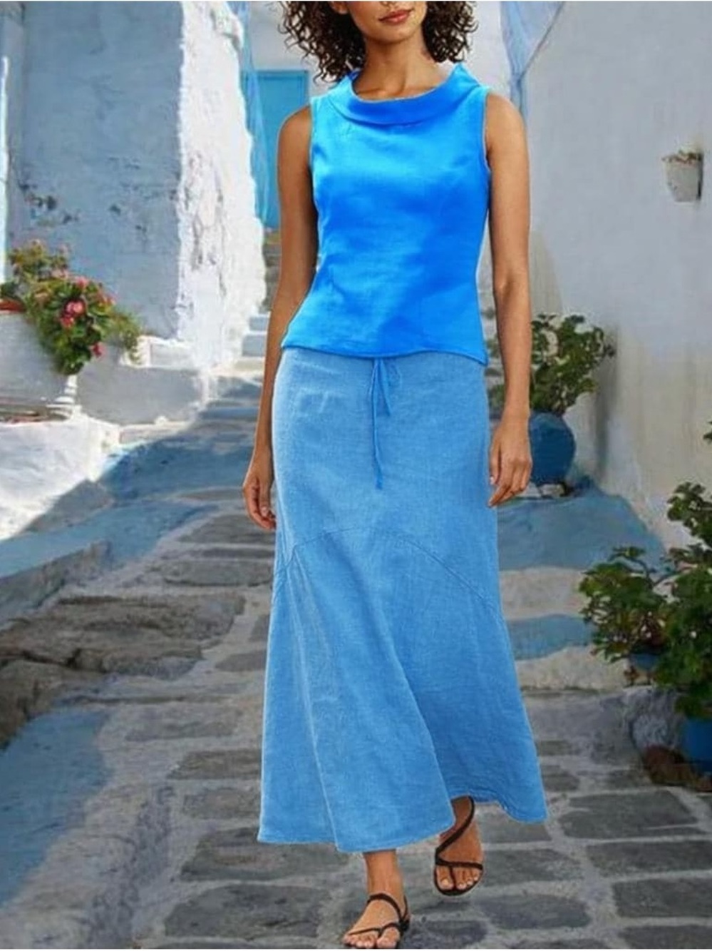 OP Bright Aqua Ruffle-Hem A-Line Skirt